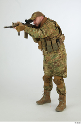 Whole Body Weapons-Rifle Man Pose with machine rifle White Army Athletic Bearded Studio photo references